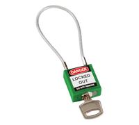 Cadenas de Sécurité Compact à Câble, 32mm x 16mm x 200mm, Vert