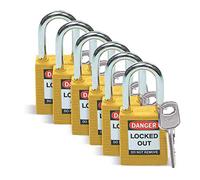 Cadenas de Sécurité Nylon, 38.50mm x 86.50mm x 19.50mm, Jaune, Lot de 6