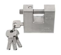 Cadenas de Sécurité Rétro en Fer, Grand Format Rectangulaire | Clé, Usage Extérieur pour Porte D’entrepôt et Abri, Finition Argenté, Ouverture Latérale