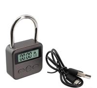 Cadenas de synchronisation avec écran LCD, minuterie numérique rechargeable par USB pour auto-contrôle, anti-éclaboussures, en alliage de zinc, pour déverrouiller l'appareil, gris