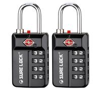 Cadenas de voyage approuvé par la TSA, serrure à combinaison d'alerte ouverte pour l'école, le bureau et le casier de gym, boîte à outils, étui pélican, cadrans faciles à lire - Lot de 1, 2 et 4 (1,