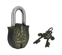 Cadenas décoratif Ganesh gravé en laiton massif avec patine naturelle dans un magnifique cadenas décoré.