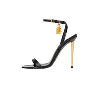 Cadenas doré Talon Haut Boucle de Mot Unique Bout Ouvert Chaussures en Cuir à Talon Fin Sandales à Bride à la Cheville