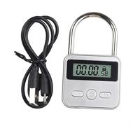 Cadenas électronique à minuterie avec écran LCD 99 heures, rechargeable par USB, verrouillage de sécurité automatique pour la sécurité de la maison et le contrôle automatique (argent)