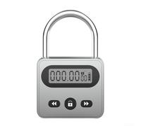 Cadenas électronique en métal avec écran LCD et puce intégrée, serrure robuste rechargeable par USB avec compte à rebours de 999 heures, automatique et alarme (gris)