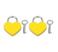 Cadenas en Forme de Coeur Métal Coloré, 2 Sets, 30x39mm - Serrure Élégante avec Clés, Idéal pour Boîtes à Bijoux et Accessoires Maison (Jaune)