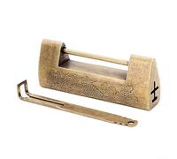 Cadenas en laiton avec motif chinois vintage pour mini armoires et boîtes à bijoux avec gravure symbolique et clé assortie (bronze)