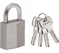 Cadenas en laiton nickelé 40mm - MASTER LOCK - Anse hexagonale - Haute sécurité - 4 clés incluses