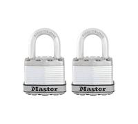 MASTER LOCK Cadenas Haute Sécurité [A Clé] [Acier Laminé] [Extérieur] [Pack de 2] M1EURT - Idéal pour les remises, les garages, les clôtures et les portails