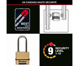 Cadenas Excell® en zinc MASTERLOCK 56 mm - Combinaison programmable - M175EURDLH