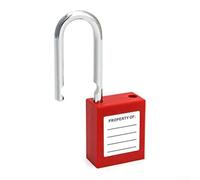 Cadenas industriel de 38 mm avec serrure à clé pour empêcher le retrait de la clé lorsqu'il est ouvert, construit avec des matériaux en nylon et en acier pour une utilisation en intérieur et en