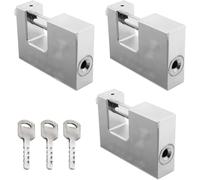 Cadenas，Lock Lot de 3 cadenas à clés identiques, cadenas en fer de 70 mm de large avec 1 clé for casiers, cadenas en forme de D avec clé for porte de garage, conteneurs, hangar, casier, portails et en