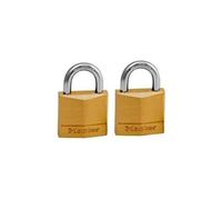 Master Lock Lot de 2 Cadenas en laiton pour cave, malle, vestiaire, 30mm avec serrure à clé Or 130EURT
