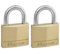 Master Lock 140EURT Lot de 2 Cadenas à Clé en Laiton, Doré, 6 x 4 x 1,3 cm