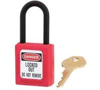 Master Lock 406KARED Cadenas de Consignation en Thermoplastique Diélectrique pour Installations Electriques, Rouge, Anse 3,8 x 2 cm