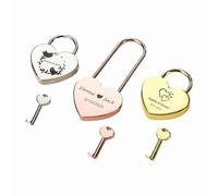 Cadenas personnalisé en forme de cœur, cadenas gravé avec clé, serrure gravée pour couple, cadenas d'amour personnalisé (argenté)