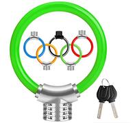 Cadenas pour bicyclette, petit anneau de sécurité portable, antivol inviolable, résistance au cisaillement, câble d'acier épaissi, bande réfléchissante en alliage (green) Vert