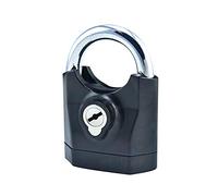 cadenas robuste, Cadenas alarme en acier allié, antirouille et anti-coupure, utilisé for la serrure de clôture garage d'entrepôt, 3 clés, 71x101mm(Black)