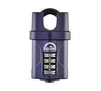 Cadenas Squire robuste (CP40CS) - Anse fermée la plus résistante - Cadenas à combinaison à 4 viroles - Acier allié anticorrosif - Cadenas étanche pour maison, école et garage (Bleu, 40 mm)
