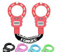 Cadenas Trotinette Electrique, Antivol Velo avec 4 Chiffres Intelligente Code, Chaine Antivol pour Trotinette Electrique Segway Ninebot, Xiaomi, NIU, Etc (Rouge)