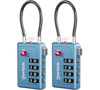 Cadenas TSA à 4 chiffres avec Indicateur d’Ouverture - pour Valise, Bagage Cabine, Sac à Dos - Acceptés pour les Voyages en Avion - Lot de 2, Bleu
