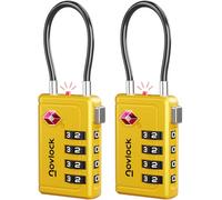 Cadenas TSA à 4 chiffres avec Indicateur d’Ouverture - pour Valise, Bagage Cabine, Sac à Dos - Acceptés pour les Voyages en Avion - Lot de 2, Jaune