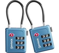 Cadenas TSA avec Indicateur d’Ouverture - pour Valise, Bagage Cabine, Sac à Dos - Acceptés pour les Voyages en Avion - Lot de 2, Bleu