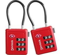 Cadenas TSA avec Indicateur d’Ouverture - pour Valise, Bagage Cabine, Sac à Dos - Acceptés pour les Voyages en Avion - Lot de 2, Rouge