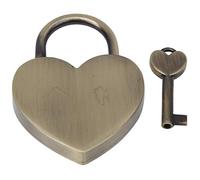 Cadenas vintage à cœur avec clé pour boîte à bijoux, fournitures artisanales pour la maison, 45 x 59 mm, argent (bronze)