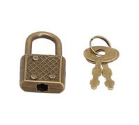 Cadenas vintage en bronze antique avec clé, serrure rétro pour bagages et petit ordinateur portable, ceinture décorative en aluminium et serrure d'armoire sécurisée, métal robuste (doré)