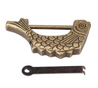 Cadenas Vintage en Métal, Serrure Rétro Motif Poisson, Style Chinois Bronze pour Coffret, Boîte à Bijoux, Tiroir avec Clé Plate