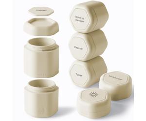 Cadence Conteneurs de voyage - Ensemble complet de soins de la peau - Capsules de voyage magnétiques - 2 petites (15,9 g), 4 capsules moyennes (37,4 g) et une rallonge (40,5 g) avec plusieurs
