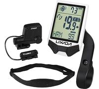 Cadence Moniteur de fréquence cardiaque, ordinateur de vélo sans fil avec capteur de fréquence cardiaque Ordinateur de vélo multifonctionnel étanche à la pluie avec écran LCD rétroéclairé(Bianco)