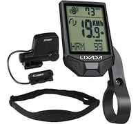 Cadence Moniteur de fréquence cardiaque, ordinateur de vélo sans fil avec capteur de fréquence cardiaque Ordinateur de vélo multifonctionnel étanche à la pluie avec écran LCD rétroéclairé(Black)