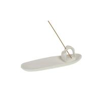 CADES DESIGN-Porte-encens en céramique blanche Perrine avec support - 18 x 6 cm