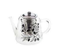 CADES DESIGN-Théière infuseur Olivia coloris blanc en verre - 14 x 16 x 23 cm