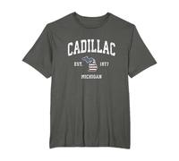 Cadillac Michigan MI Drapeau Américain Vintage Sport Design T-Shirt