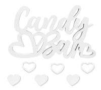 Cadimus Décoration Bois de Bar à Bonbons Blanc,Candy Bar Décoration de Table,Inscription Candybar,Ornement de Table pour Mariages, Anniversaires et Fêtes Bonbons