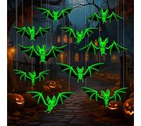 Cadimus Décoration de Chauve-Souris d'halloween, 10 pièces Chauve-Souris d'halloween,Chauves-Souris en PVC imperméables,Chauve-Souris Suspendue d'halloween pour Jardin, Mur, fenêtre, Couloir