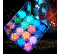 Cadimus Lumineuse Paillettes Gel,12 couleurs Paillette Visage,Colle à Paillettes Festival,Fluorescent Paillette Corps,Convient pour les Fêtes de Noël, d'Halloween, de carnaval et les fêtes costumées