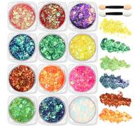 Cadimus Paillettes Visage de Festival, 12 pièces Pailleté Gel, Paillettes pour le Corps,Convient pour Halloween, Carnaval, Mascarade,Fête Costumée,Fête fluo