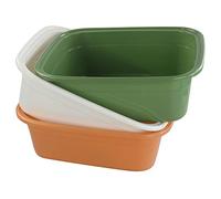 Cadine Cuvette Rectangulaire en Plastique, Blanc Vert Orange, 3-Pack Bassines