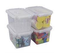 Cadine Lot de 4 BoîTes Transparentes en Plastique De Rangement avec Couvercle, 6 Litre