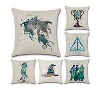CADITEX Housse de Coussin en Lin Doux, pour Sofa, siège de véhicule, décoration de lit (6pcs-Harry Potter)