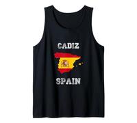 Cadix Espagne Drapeau Espagne Vintage Carte Débardeur
