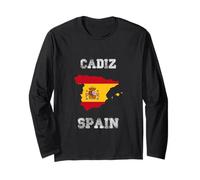 Cadix Espagne Drapeau Espagne Vintage Carte Manche Longue