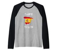 Cadix Espagne Drapeau Espagne Vintage Carte Manche Raglan