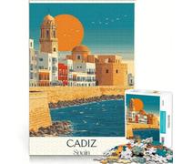 Cádiz Beach Poster Puzzle 1000 pièces | Jeu pratique et stimulant pour réduire le stress Idées cadeaux originales pour les anniversaires et Noël. 26x38cm