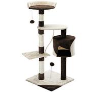 CADOCA® Arbre à Chat Beige-Brun 112 cm Tour poteaux en sisal à gratter 3 Plateformes panoramiques Grotte balles de Jeu