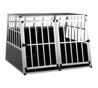 CADOCA® Cage de Transport pour Animaux domestiques 97 x 90 x 70 cm Alu 2 Portes Noir Argent Caisse Chien Chat Rongeur boîte Box